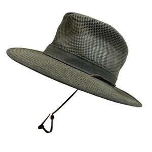 Henschel Hat Co Breezer Mesh Safari Hat Olive Green Wide Brim USA Small Mens